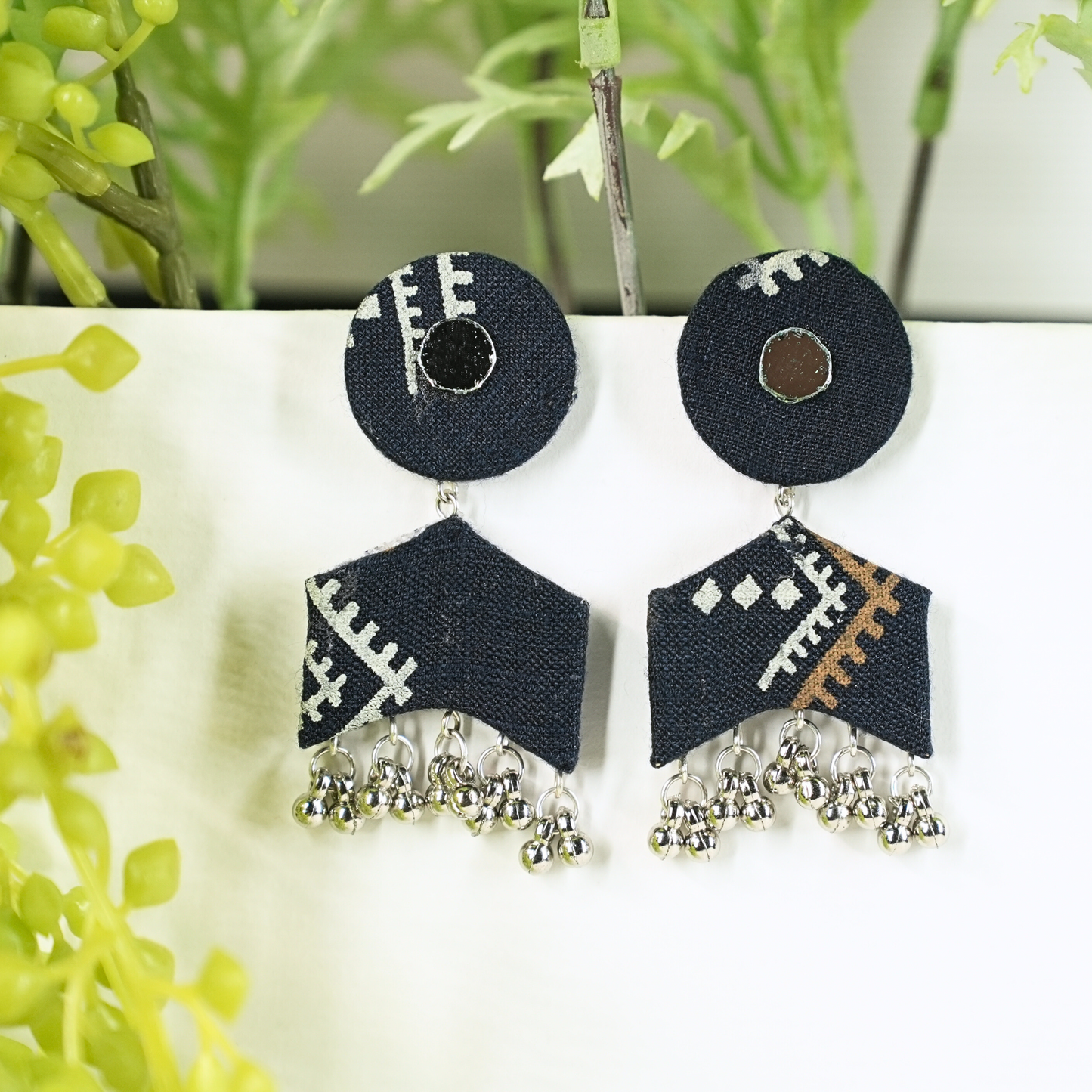 Handmade Jewellery | Blue |  Mirror & Ghughri Earring