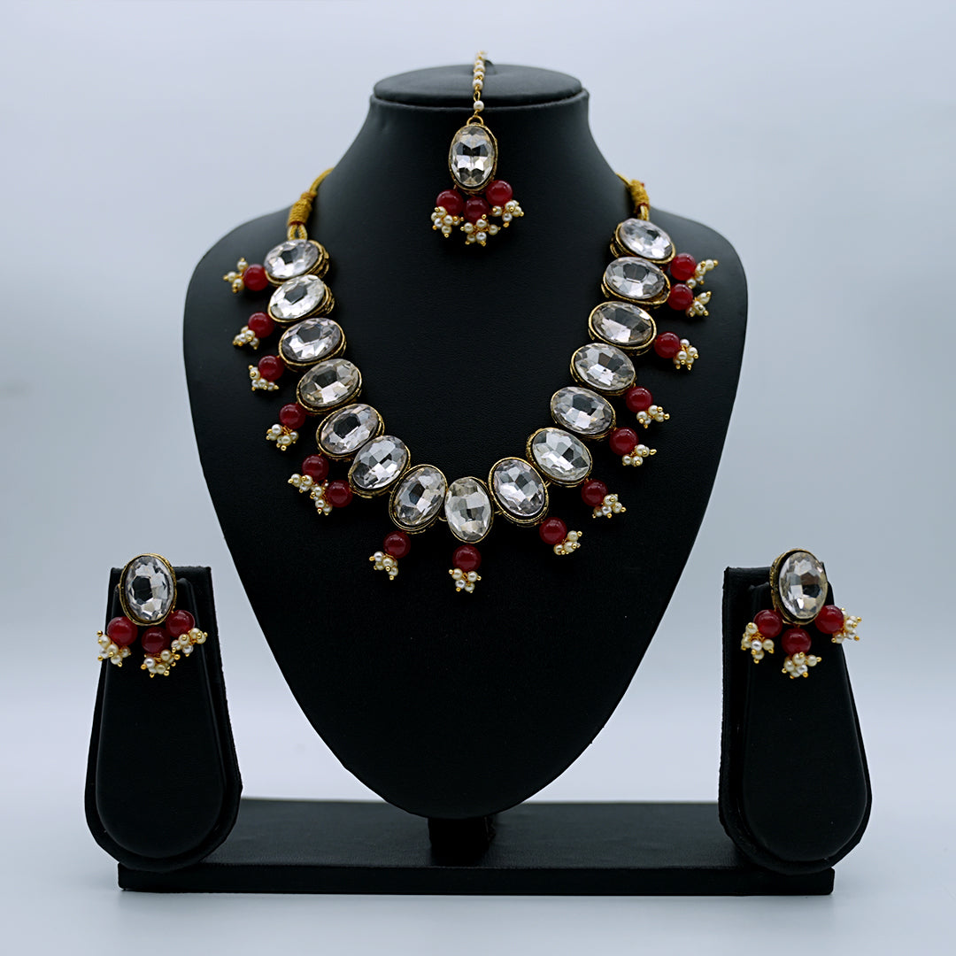 Regal Kundan Necklace |  Earring Set | Mang tikka