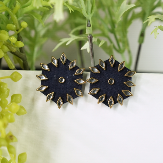 Sunburst Fabric Earrings with Gold Petal Accents