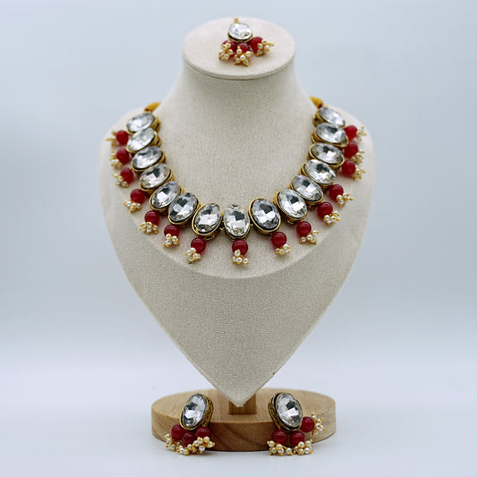 Regal Kundan Necklace |  Earring Set | Mang tikka