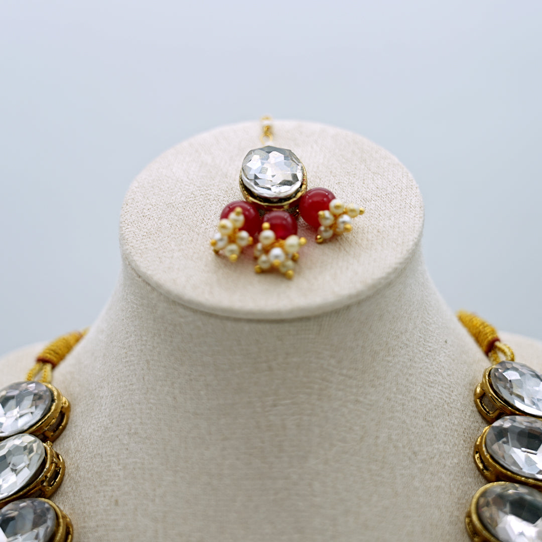 Regal Kundan Necklace |  Earring Set | Mang tikka