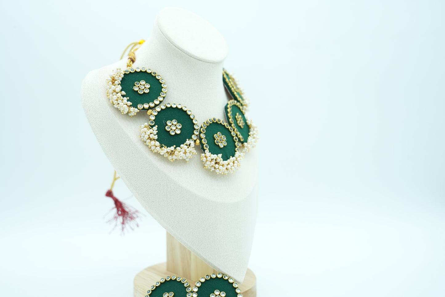 Handmade Fabric Jewellery | Green Necklace Set | Luxe