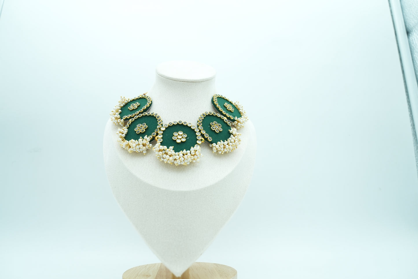 Handmade Fabric Jewellery | Green Necklace Set | Luxe