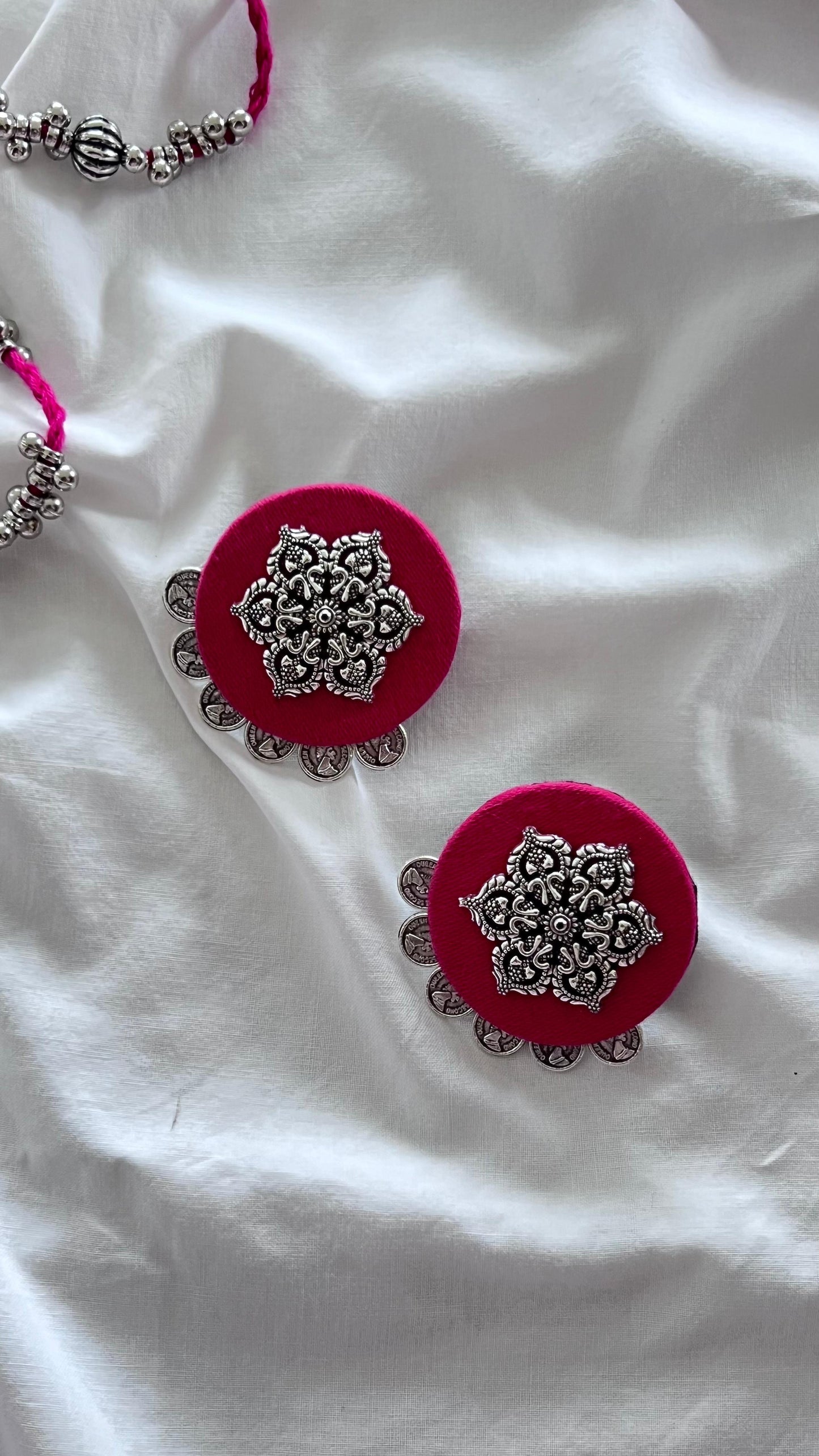 Handmade Red Fabric Jewellery Set - Necklace & Earrings