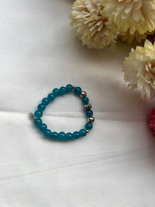 Turquoise Bead Bracelet with Silver Accents